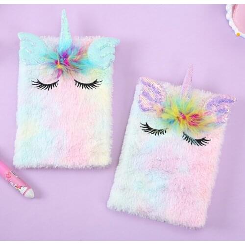 2020 New Diary Student Notepad Unicorn Cartoon Hand Book Cute Plush Book