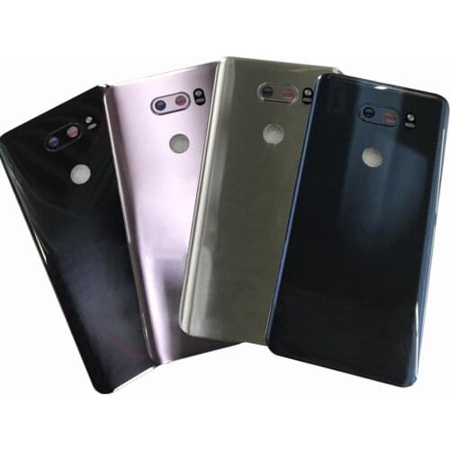 Original Glass Battery Cover For LG V30 H930 V30+ Battery Door Back Glass Housing Cover Repair Parts With Camera Lens +Adhesive