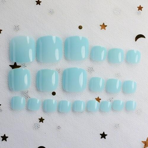 Candy Color Plastic False Nails Sky Blue Toe Nail Nails For Toe Makeup Salon Product Macaron Style 125t