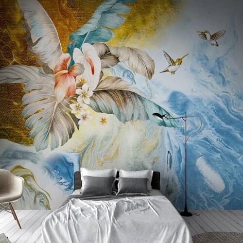 Custom Photo Modern 3D Abstract Graffiti Oil Painting Plant Leaves Creative Living Room Sofa TV Background Mural Papel De Parede