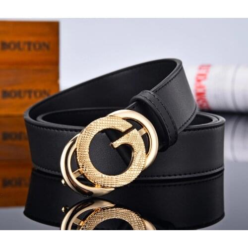 Roland fashion new letter G high quality leather buckle womens belt fashion leisure plain buckle belt width 3.4cm