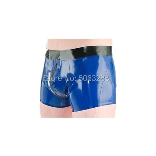 Sexy Latex Lingerie Rubber Boxer Shorts Zip Crotch For Man Plus Size Hot Sale