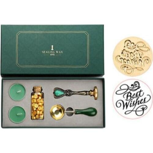 Vintage Sealing Wax Tablet Beads Candle Detachable Spoon Stamp Set with Storage Box Kit DIY Envelope Invitation Craft