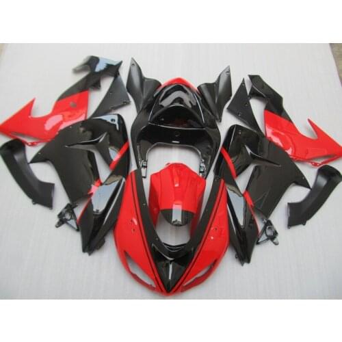 High quality fairing kit for Kawasaki Ninja ZX10R 06 07 red black fairings set ZX10R 2006 2007 KP14