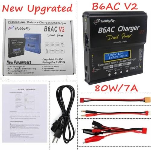 NEW Upgrated IMAX B6AC V2 RC Charger Lipo Battery Balance Charger 80W 7A Nimh Nicd Battery Balance Charger RC Discharger Adapter
