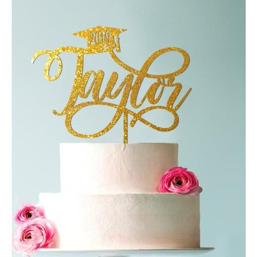 Gold Graduation cake topper, grad cake topper, graduate decoration, congrats cake topper, prom cake topper