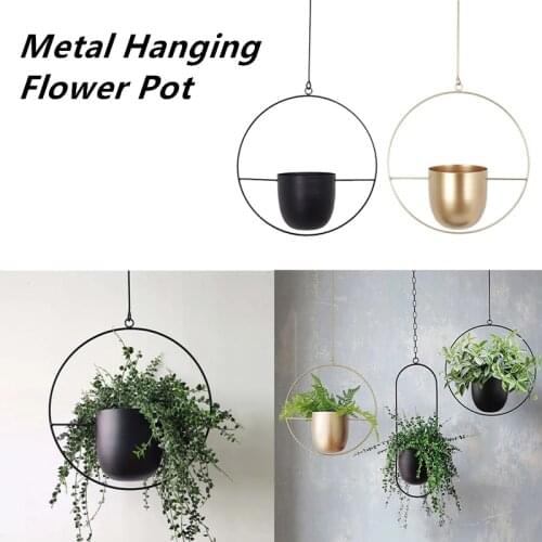 1Pc Modern Swing Metal Wall Hanging Flower Pot Balcony Garden Planter Basket Plant Holder