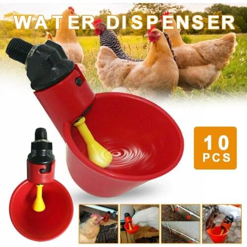 10pcs Automatic Cups Water Feeder Drinker Chicken Poultry Bird Drinking Fountains Automatic Water Bowl Drinker