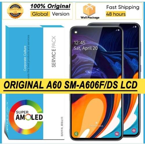 100% Original Amoled 6.3'' Display for Samsung Galaxy A60 A606 A6060 Full LCD Touch Screen Digitizer Assembly Repair Parts