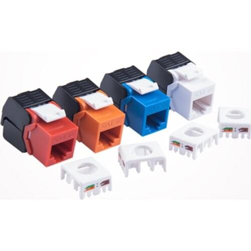 1000Mbps RJ45 Cat5e Ethernet Female Cat 5e Keystone Jack Repeatable Tool Less For 23-26AWG Network Cable 15u" Gold Plated Pin