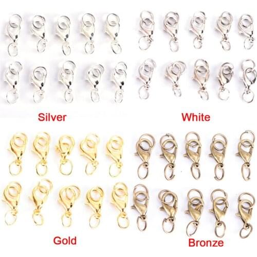 20Pcs Boho Style Lobster Beads Crimp End Spring Necklace Snap Chains Connector SetClaw Clasps Jump Rings Split Ring Making Hook