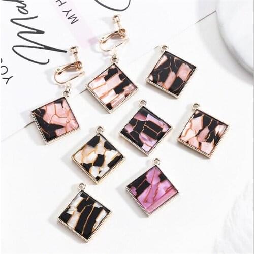 20pcs/lot new creative resin square charms geometric connectors for diy fashion earrings hanging pendant jewelry accessories