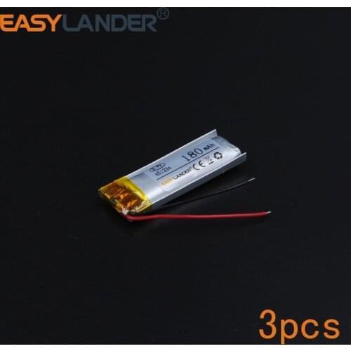 3pcs/Lot 3.7V 180mAh 451234 Polymer Li-ion Battery For bluetooth headset Bracelet Wrist Watch pen PSP PDA MP3/MP4/Game Player