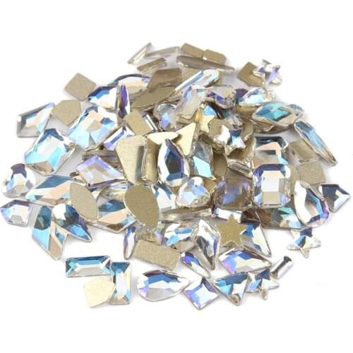 30/100pcs Moon light Glass Nail Rhinestones Stones Shiny Starry Crystals Gems Manicure DIY Nails Art Decorations