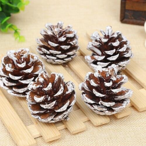 5/10/15pcs Holiday Party Christmas Tree Decoration 3-4cm Snow Pine Cone Decoration Pendant Snow Pine Cone Christmas Decoration