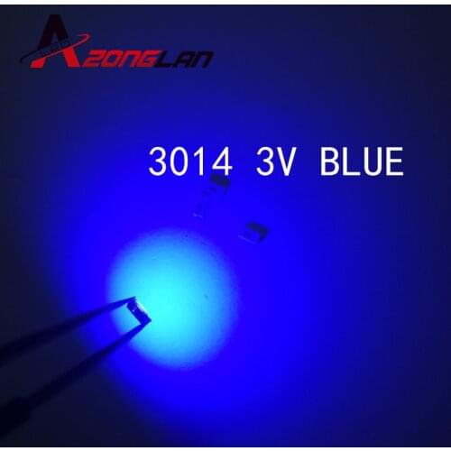 500PCS 3014 Blue SMD Led High brightness emitting 3014 LED emitting diodes 20MA Forward Voltage:3.0-3 .3V 0.1W 220~250mcd Patch