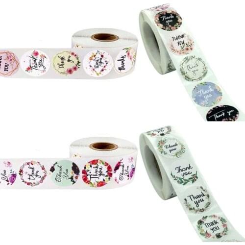 500pcs 4 Or 8 Designs Floral Thank You Stickers Wedding Favors Party Handmade Scrapbooking Gift Packaging Seal Labels