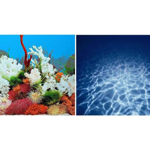 9063 15 Meters/Roll Double Sided Aquarium Decoration White Coral/Blue Sea Fish Tank Background Picture Poster
