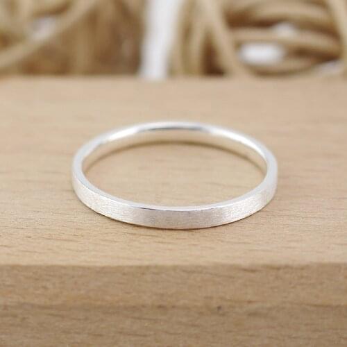 925 Sterling Silver Simple Plain Brushed Thin Band Ring A3717