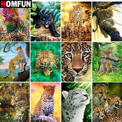 HOMFUN Full Square/Round Drill 5D DIY Diamond Painting "Animal leopard landscape" Embroidery Cross Stitch 5D Home Decor Gift