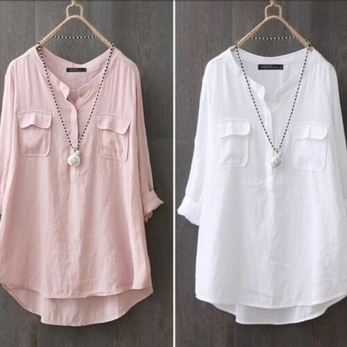 Vintage Blouse Office Lady Work OL Shirts Women Casual Long Sleeve Tunic Blusas Cotton Solid Chemiser Mujer 2021 korean fashion