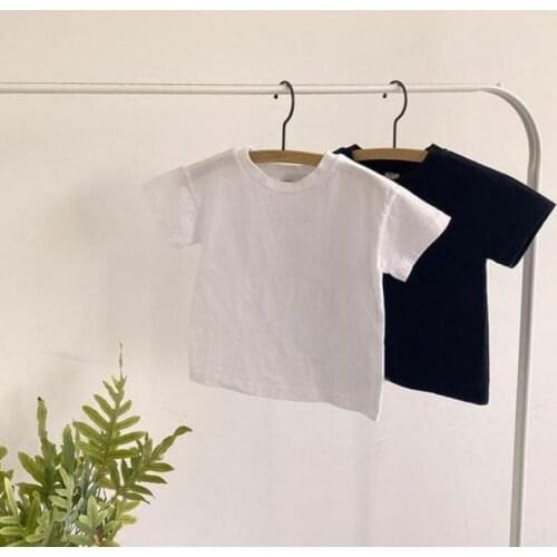 Childrens Clothing Boys T-shirts 2021 Korean Summer Short Sleeve Cotton Solid Color Top Casual Clothes For 2-6 Years Kids Boys