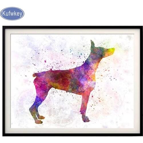 Diy 5d Diamond Embroidery watercolor,pet dog Diamond painting"Doberman"full square Diamond mosaic painting rhinestone wall decor
