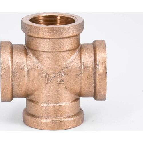 DN15 G 1/2" BSP Female Cross 4 Way Brass Pipe Coupling Joiner Adapter Fitting