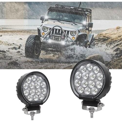 GZMINJIE New 42W 9-32V Work Light Waterproof Car LED Round Spot Flood light With breather valve Auto Truck Off Road Mini Led bar