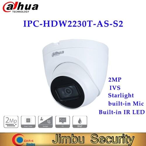 Dahua 2MP infrared eyeball network camera IPC-HDW2230T-AS-S2 surveillance camera withmicrophone for home security ip camera poe