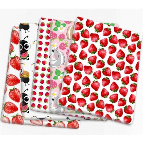 Patchwork Strawberry Printed Polyester Cotton Fabric for Tissue Sewing Quilting Fabrics Needlework Material DIY Handmade,c14344
