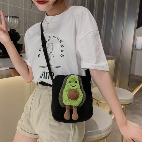 M432 Japanese Fresh Avocado Canvas Bag For Women Individual Small Messenger Bags