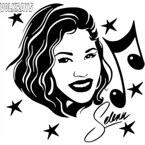 Volkrays Fashion Car Sticker Selena Quintanilla Singer Actress Music Accessories Reflective Vinyl Decal Black/Silver,12cm*12cm