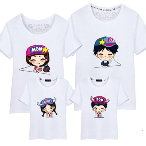 Cartoon Man T-Shirts Family Matching Clothes Mother and Daughter Clothes Cartoon Short Sleeve T-Shirt Matching Outfits T-Shirt