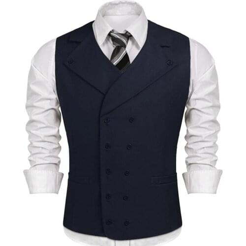 Mens Double Breasted Business Casual Vest Open Lapel Customized Vest One-piece One-piece Wedding Mens Suit Vest