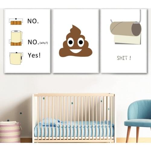 Nordic Poster And Prints Humor Toilet Paper Funny Wall Art Canvas Painting Quotes Art Pictures For Toilet Living Room Decor