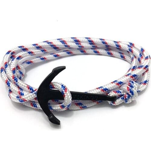 Nylon Bracelets For Men Women Couple Gifts Wrap Braided Wristband Male Bracelet Fashion Rope Alloy Hook Anchor Bangle Handmade