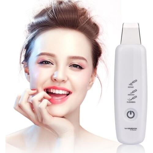 New Ultrasonic Skin Scrubber Rechargeable Microdermabrasion Deep Cleaning High Frequency Vibration Face Peeling Massager Spa