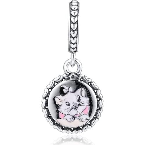 Authentic 925 Silver Jewelry Cat Lady Dangle Charm Fits European Charms Bracelets Woman DIY Beads For Jewelry Making