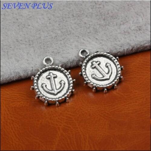 High quality 30 PCS/Lot 17mm*15mm jewelry handmade antique silver plated anchor disc alloy charms