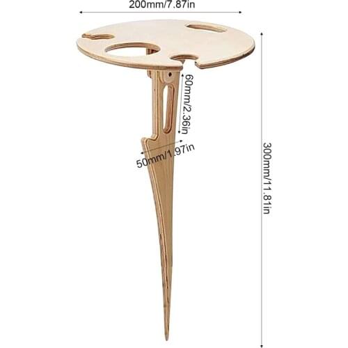 Outdoor Wine Table Foldable Round Desktop Mini Portable Wooden Picnic Table Camping Tours Easy To Carry Wine Rack