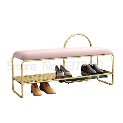 Household doorstep shoe changing stool can sit soft bag cushion shoe cabinet door Nordic luxury simple porch shoe stool