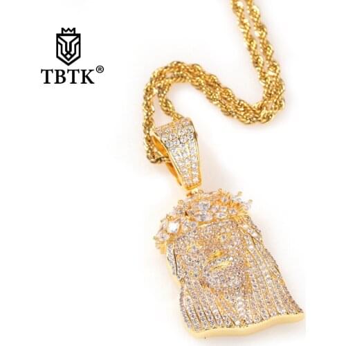 TBTK New style Jesus Pendant Necklaces Gold and silver Color Necklace Jewelry Gift With 4mm Tennis Chain or Rope Cuban Chain