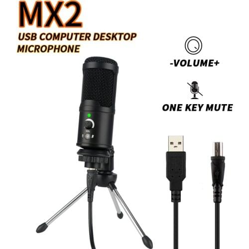 MX2 USB Microphone for Recording/Streaming/Gaming,Professional microphone for PC/Laptop, Voice volume controltrol
