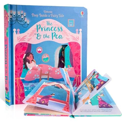 Usborne Peep Inside A Fairy Tale The Princess The Pea Book Baby Children Bedtime Story Cardboard 3D Picture Books 3~6 Years Old