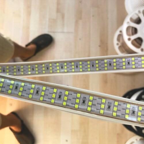 276Leds/m SMD 2835 LED Strip 220V 240V Waterproof Three Row LED Tape Rope Light Warm White 3000/4000/4500/6000/6500K 1000Lumens