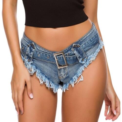 2020 Hot Sexy Womens Jeans Shorts T Back DJ Party Girl Jean Shorts European Style High Waist Denim Shorts Sexy Dance Stage Wear