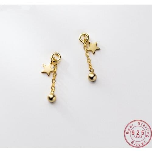WANTME Fashion Genuine 925 Sterling Silver Star Pentagram Bead Drop Earrings for Women Party Anniversary Jewelry Drop Shipping
