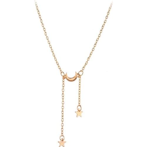 CRLEY metal women necklace 2019 new gold silver color moon star pendant jewelry necklace Bijoux Maxi Statement Necklaces