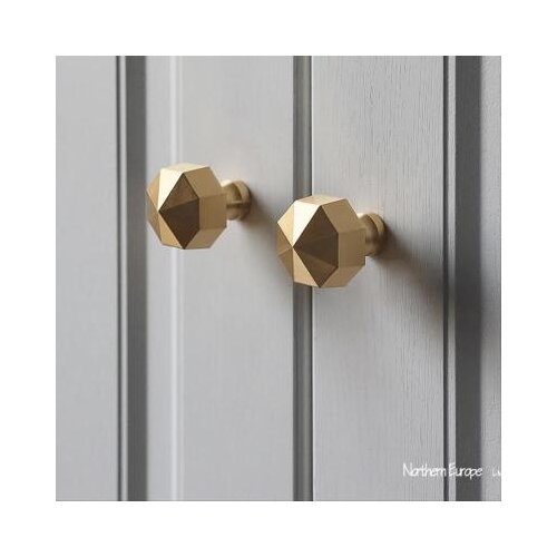 Gold/ Hexagon Cabinet knob Modern Furniture Cabinet Knobs Solid Brass Cupboard Closet Drawer Handle Pulls